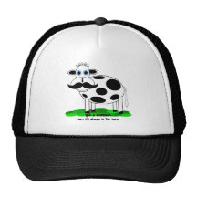 funny moustache cow mesh hat