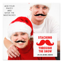 Funny Moustache Holiday Greeting Photo Card Personalized Announcements