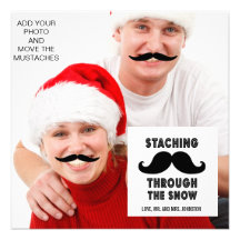 Funny Moustache Holiday Greeting Photo Card Custom Invites