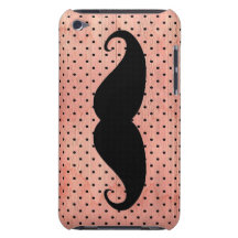 Funny Moustache On Cute Pink Polka Dot Background iPod Touch Covers