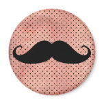 Funny Moustache On Cute Pink Polka Dot Background Refrigerator Magnet