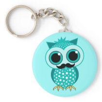 funny moustache owl key chain