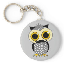 funny moustache owl key chains