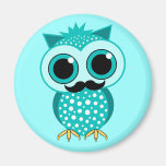 funny moustache owl magnet