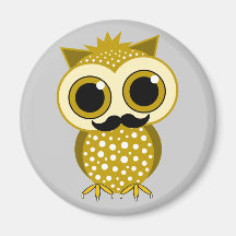 funny moustache owl magnets