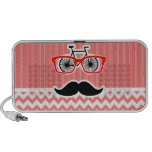 Funny Mustache; Coral Chevron iPod Speaker