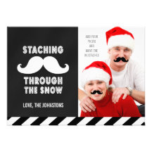 FUNNY MUSTACHE CUSTOMIZABLE HOLIDAY GREETING CARD PERSONALISED INVITES