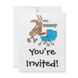 funny nanny goat pushing stroller cartoon invitations