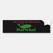 Funny Narwhal Christmas Bumper Stickers