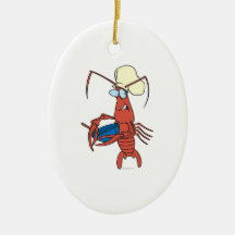funny nervous lobster chef cooking christmas ornaments