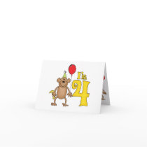 Funny nkey 4th Birthday Card