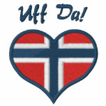Funny Norwegian Uff Da with Heart  Flag of Norway embroidered shirts