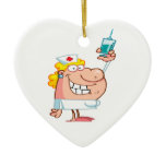 funny nurse with a syringe cartoon ornaments