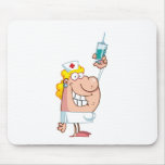 Funny Nurse-with-syringe shot mousepads