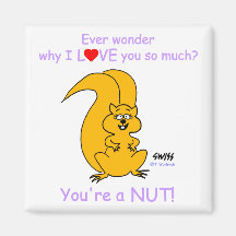 Funny Nutty Valentine Squirrel Cartoon Magnet
