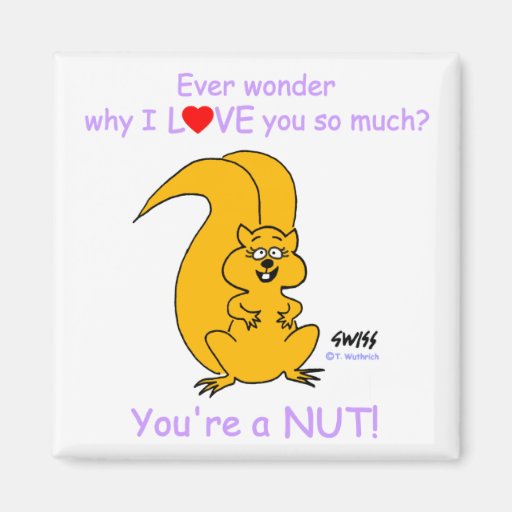 Funny Nutty Valentine Squirrel Cartoon Magnet