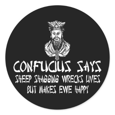 Funny offensive Confucius slogan Stickers by LIMEYBOY