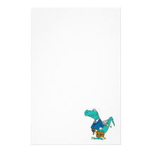 funny old dinosaur cartoon character custom stationery