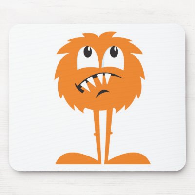 funny orange furry monster mouse pad by doonidesigns