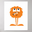 funny orange furry monster posters