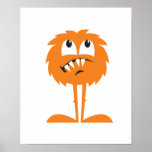 funny orange furry monster print