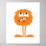 funny orange furry monster print