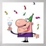 Funny Party Animal Cartoon Man Print