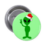 Funny peace alien santa button