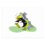 funny penguin golf caddy cartoon postcards