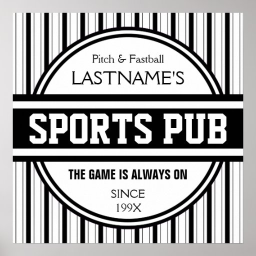 Funny Personalised Custom Bar Sign Sports Pub Posters