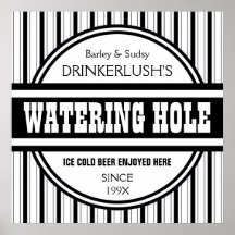 Funny Personalised Watering Hole Home Bar Sign Posters