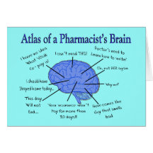 Funny Pharmacist's Brain Gifts Greeting Cards