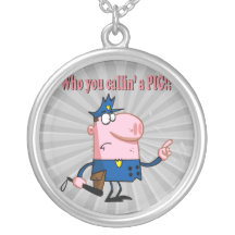 funny pig cartoon cop policeman personalized necklace