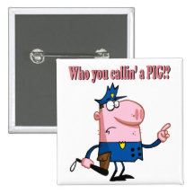 funny pig cartoon cop policeman pins