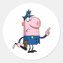 funny pig cartoon cop stickers