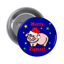 Funny pig Christmas Pins