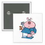 funny pig on a diet eating a doughnut on a scale pin