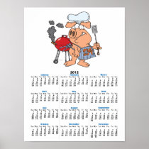 funny pig out BBQ barbecue piggy pig Posters