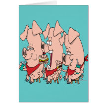 funny pig out party piggy cartoon card