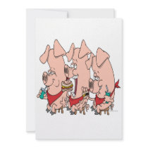 funny pig out party piggy cartoon personalized invitation