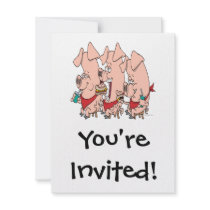 funny pig out party piggy cartoon custom announcement