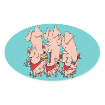 funny pig out party piggy cartoon stickers