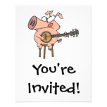 funny pig playing a banjo cartoon character personalized invitation
