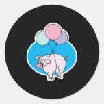 funny pig with balloons round stickers