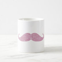 Funny Pink Bling Moustache Mugs