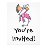 funny pink flamingo with foot in mouth personalized invitation