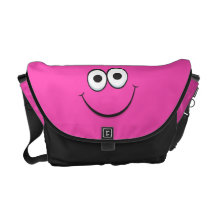 Funny pink happy cartoon smiley face messenger bag