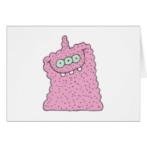 funny pink three-eyed monster cards