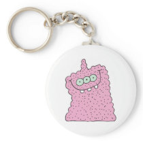 funny pink three-eyed monster keychain