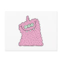 funny pink three-eyed monster postcards